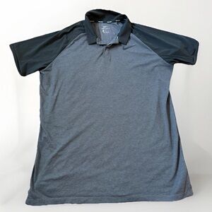 Nike Golf Mens Large Polo Shirt Raglan Short Sleeve Gray Black Dri Fit